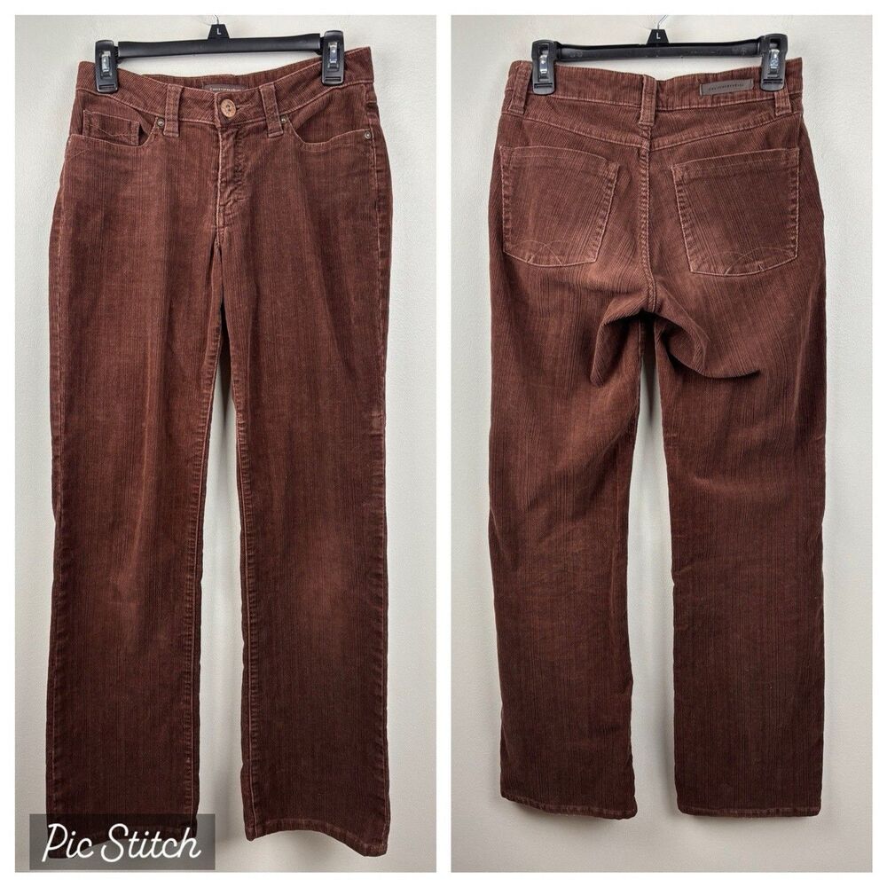 Christopher Blue Corduroy Pants Women's 4 Brown Stretch Straight Leg Casual